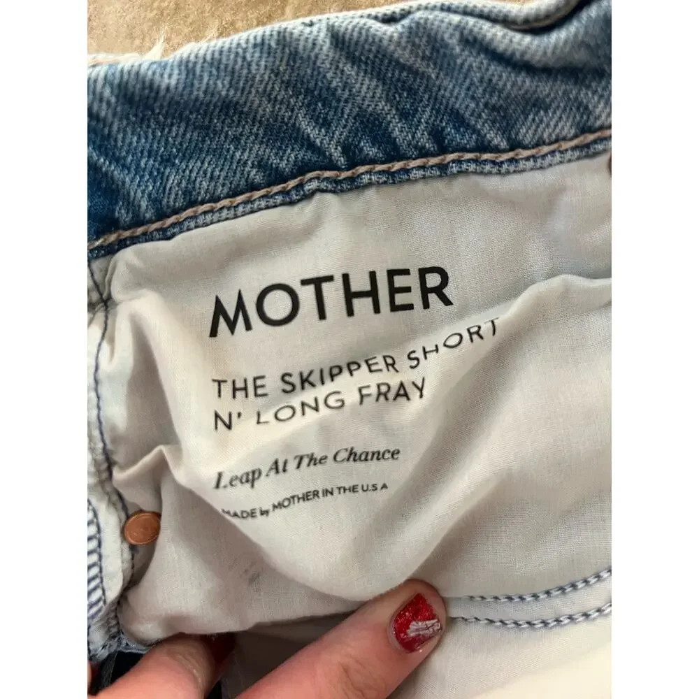 Mother The Skipper Short N' Long Fray Denim Shorts Women's Leap At The Chance 31